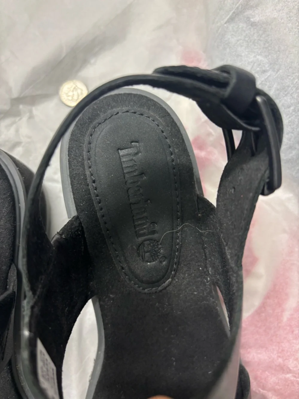 Timberland Black Studded Chunky Sandal Heels - Picture 7 of 8